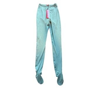 Gsuwoo Women Sz Med Footed Leggings Design Mint Green NEW With Tags